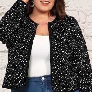 SHEIN EMERY ROSE Plus Confetti Heart Print Open Front blazer black/white 5X